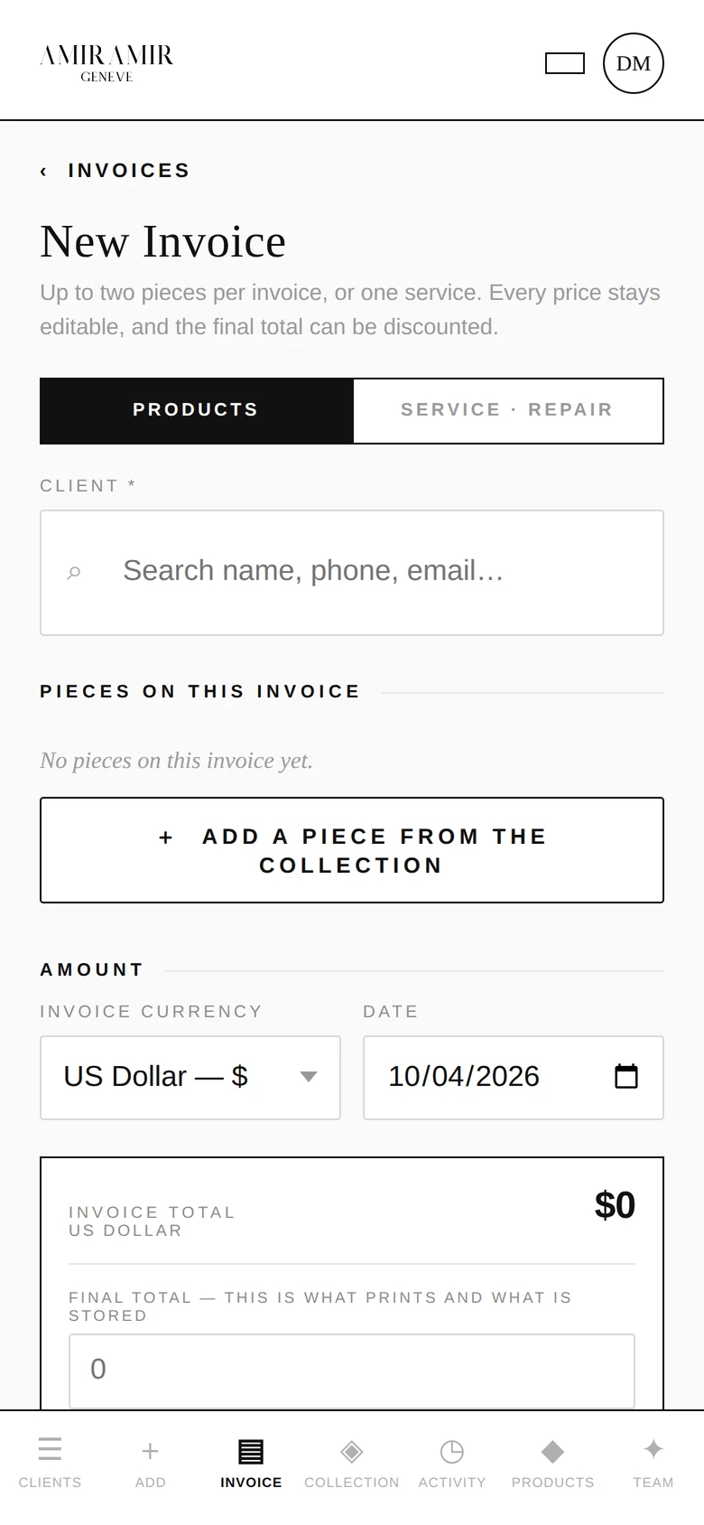 Building an invoice