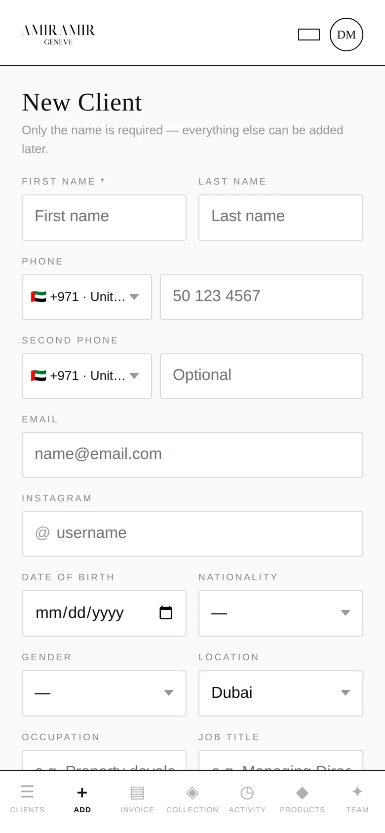 Adding a new client