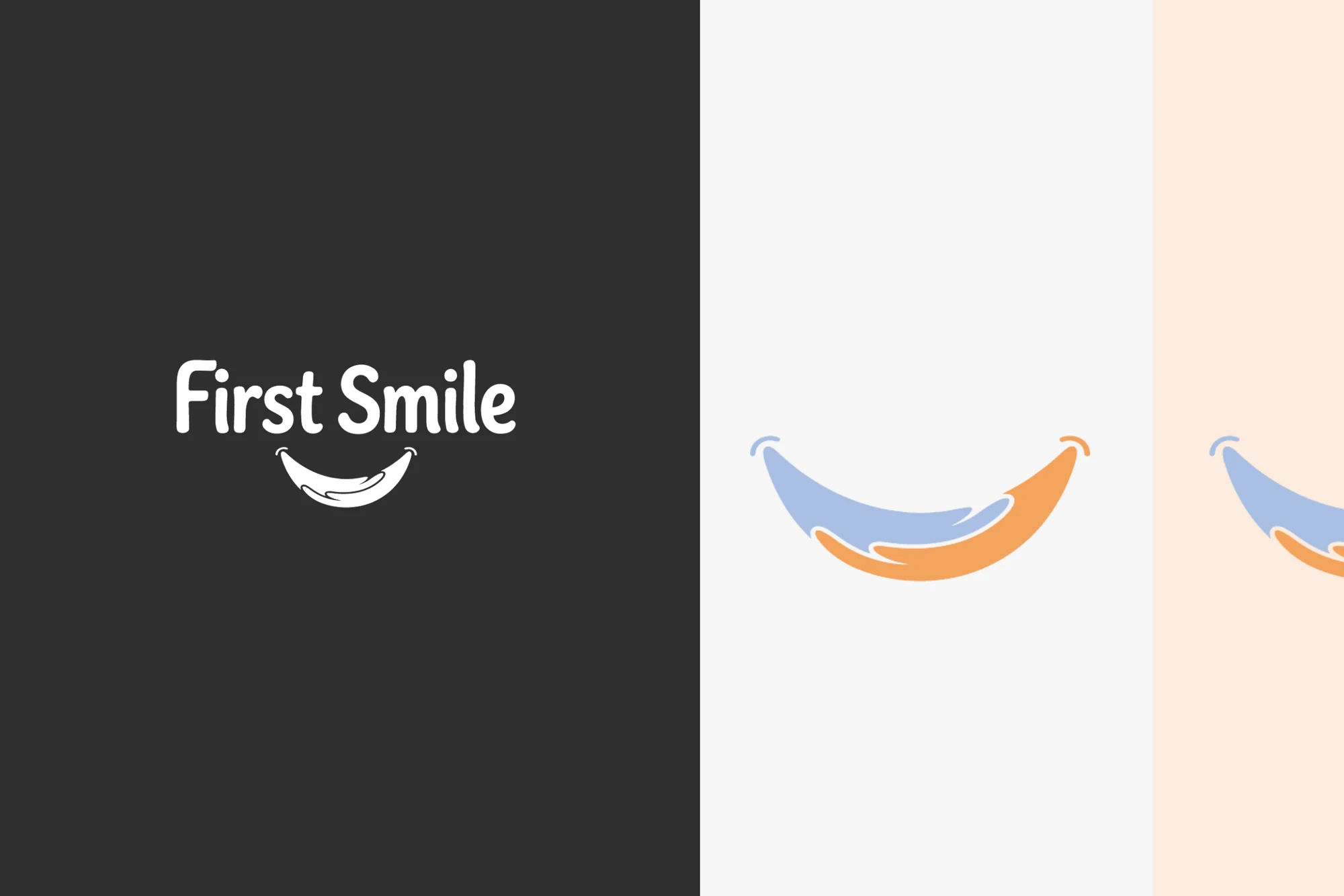 First Smile one-colour logo and the mark on brand colours