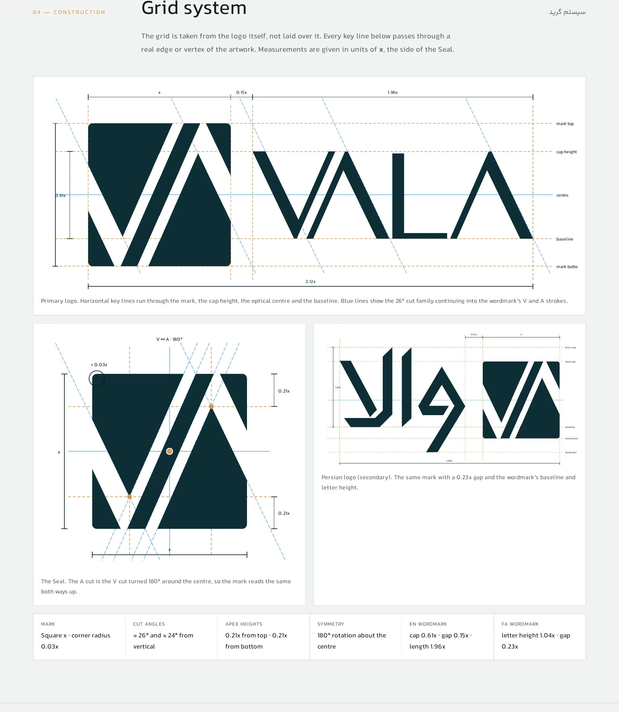 VALA logo construction grid